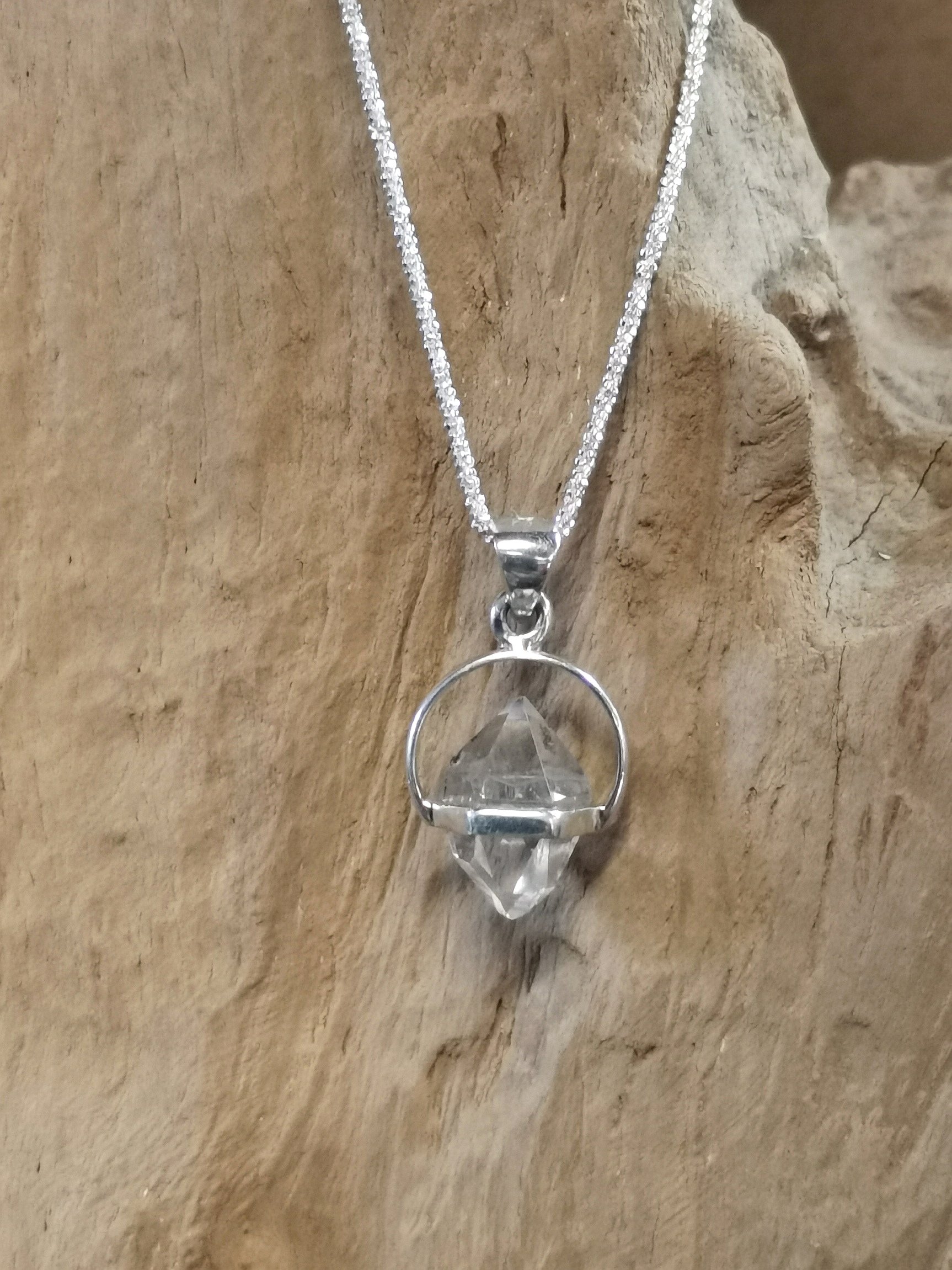 Collier Diamant de Herkimer et Argent 925