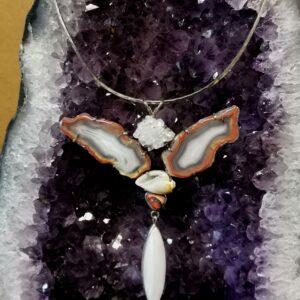 Collier '' Elfique '', Pierres Diverses et Argent 925.