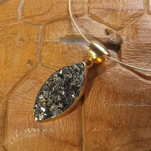 Collier Pyrite et Argent plaqué Or