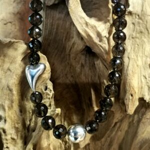 Collier en Quartz Fumé et Argent 925