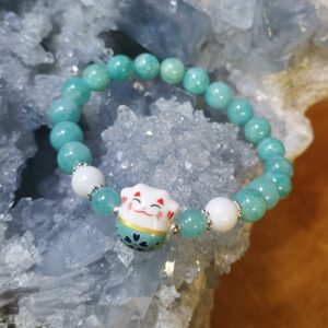 Bracelet en Amazonite, Agate, Argent 925 et Céramique