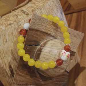 Bracelet '' Cœur '' Calcite Jaune, Cornaline