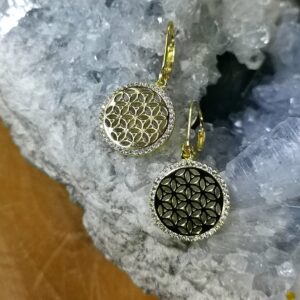 Boucles d'oreilles '' Fleur de Vie '' en Argent plaqué Or