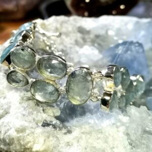 Bracelet '' Manchette "en Aigue Marine et Argent 925
