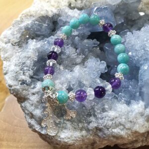 BRACELET breloques, Amazonite, Améthyste, Argent 925