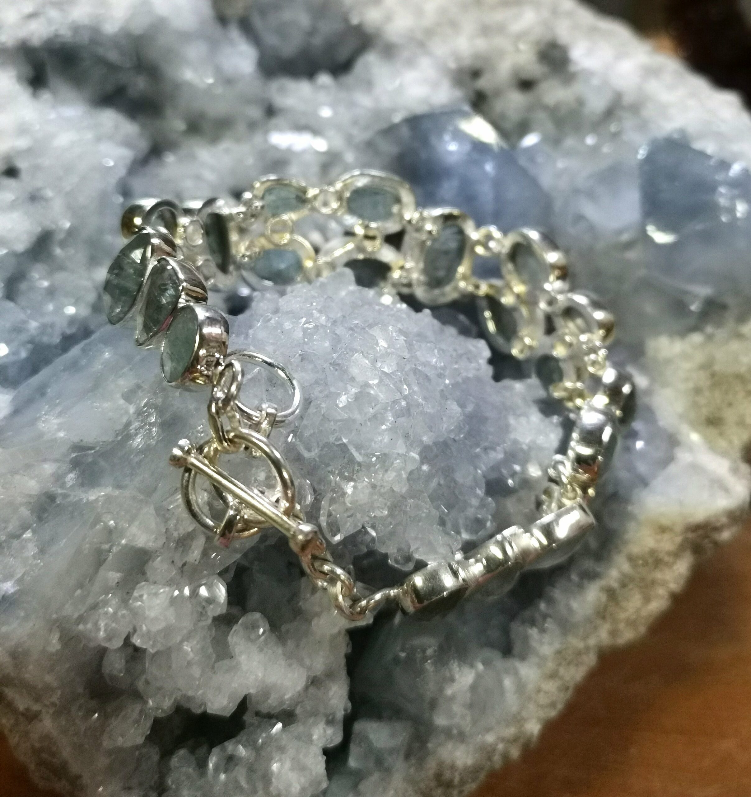 Bracelet '' Manchette "en Aigue Marine et Argent 925 – Image 3