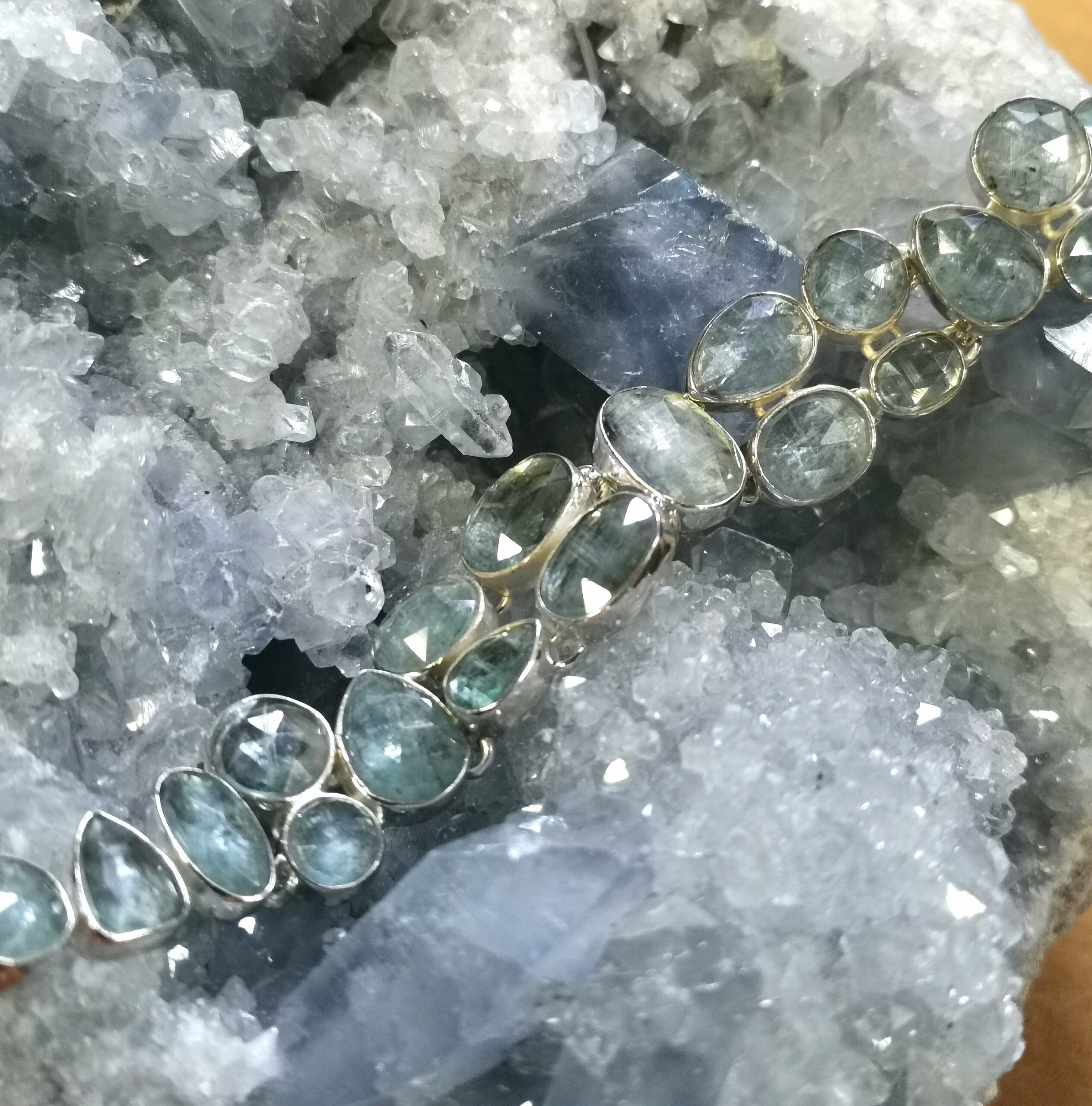Bracelet '' Manchette "en Aigue Marine et Argent 925 – Image 4