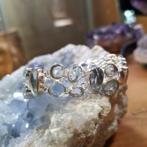 Bracelet '' Manchette '' en Aigue-Marine et Argent 925 bracelet