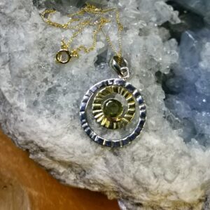 Collier en Argent 925, plaqué Or et Péridot