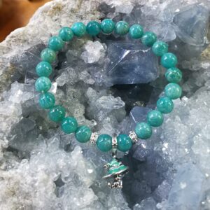 Bracelet '' Petit chat de sorcière '' en Amazonite et Argent 925