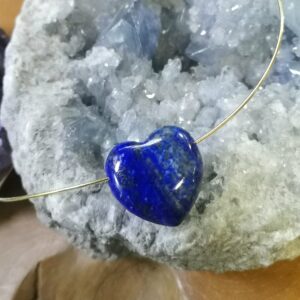 Collier '' Cœur '' en Lapis Lazuli sur chaîne Argent 925 Plaqué or