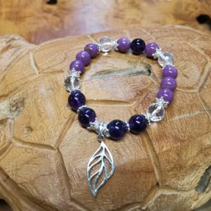 Bracelet Améthyste, Phosphosidérite, Cristal de Roche breloque Argent 925