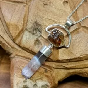 Pendentif en Citrine, Amethyste et Argent 925