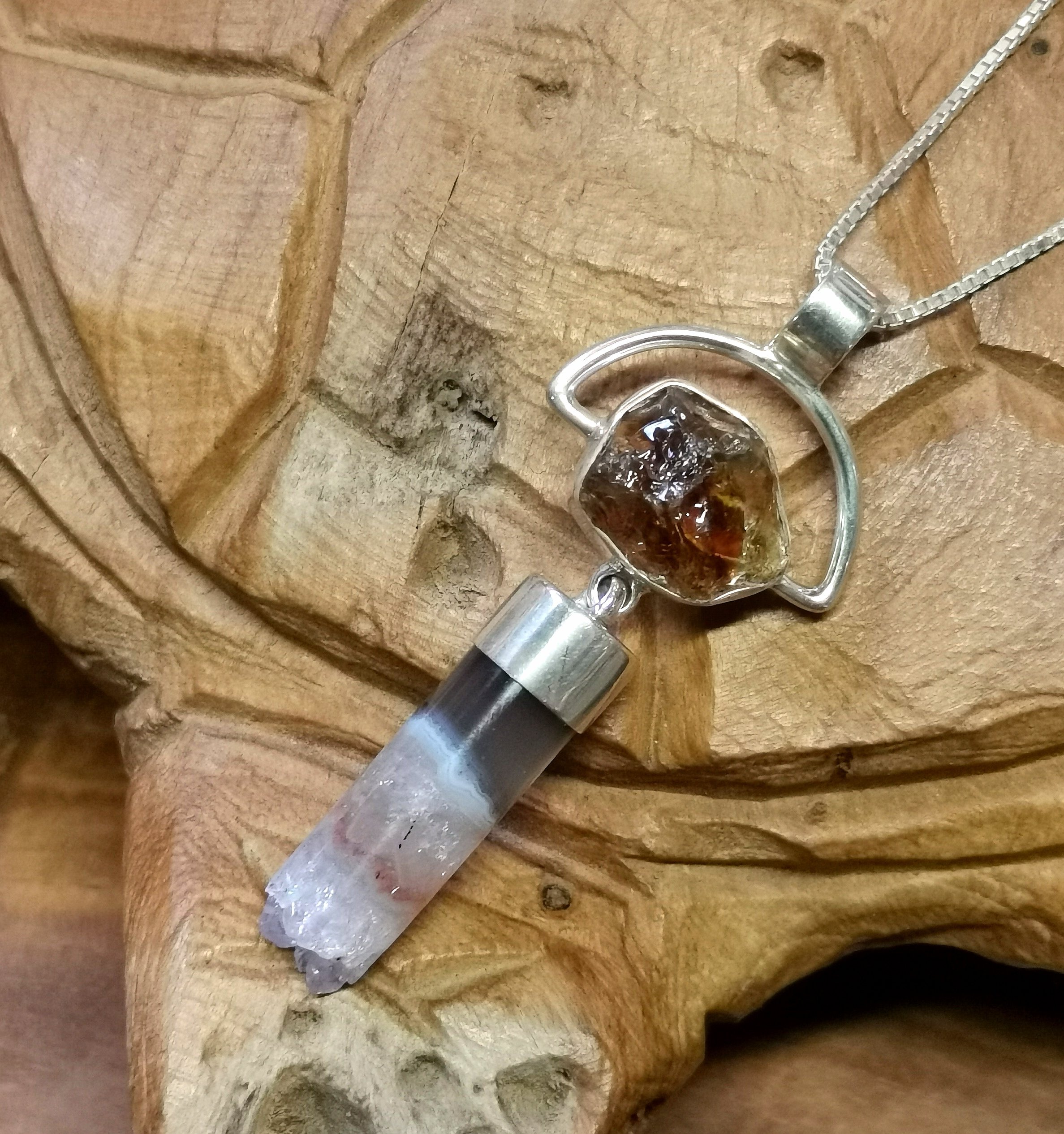 Pendentif en Citrine, Amethyste et Argent 925