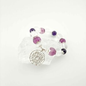 Bracelet en Fluorine, Cristal de Roche, Améthyste et Argent 935