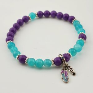 Bracelet ''Plumes '' Phosphosidérite, Amazonite, Argent 925